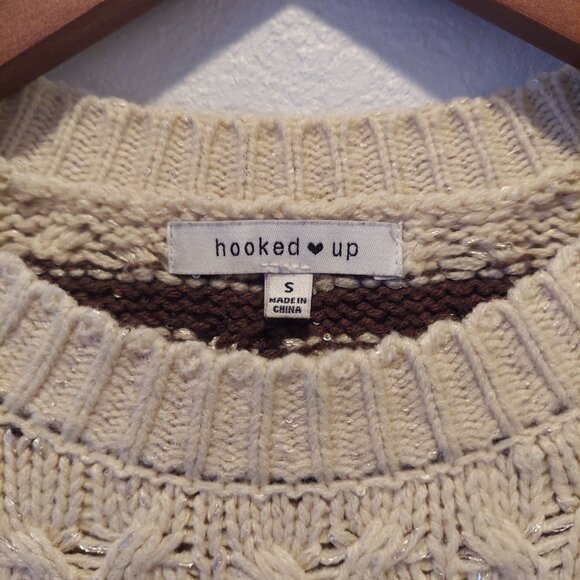 Cropped Striped Cable Knit Sweater Size S - Picture 5 of 10